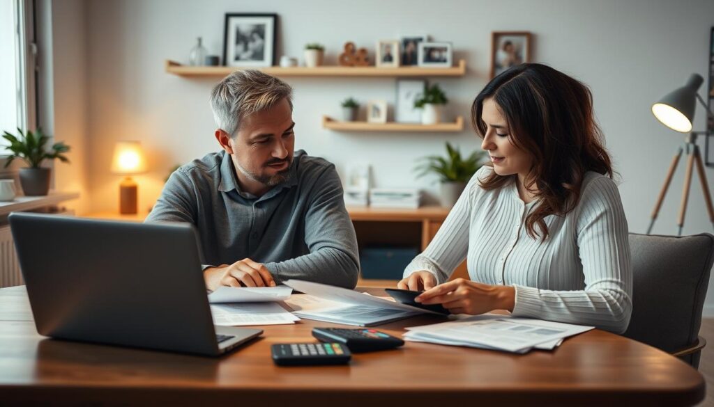 married couple reviewing finances